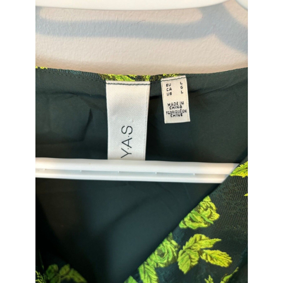 Y.A.S. Bowlow, Women's, Jacquard, Long Sleeve, Mini Dress, Floral Green, SZ L - Picture 10 of 10